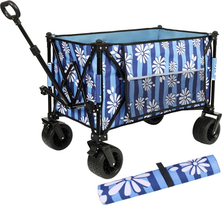 Streamdale Furniture Heavy-Duty Folding Wagon Cart w/ Picnic Mat