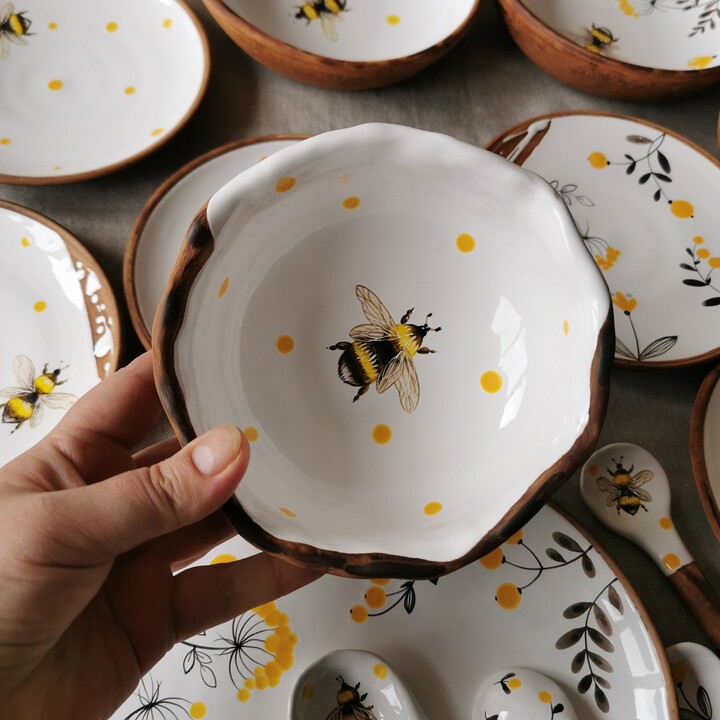 Etsy Hand-Painted Bee Ceramic Bowl 15cm Porridge Bowl