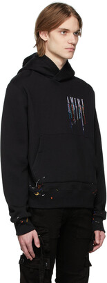 Amiri Black Embroidered Paint Drip Core Logo Hoodie - ShopStyle