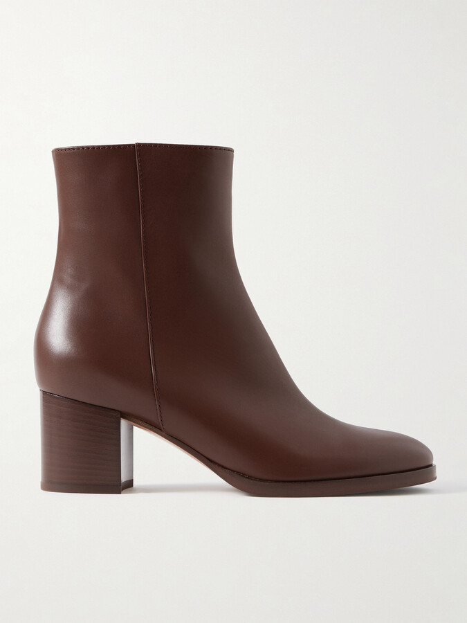 Gianvito Rossi Vitello Glove 55 Leather Ankle Boots - Brown