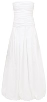 Thumbnail for your product : KHAITE Ingrid Ruched Bandeau Puffball Cotton Dress - White
