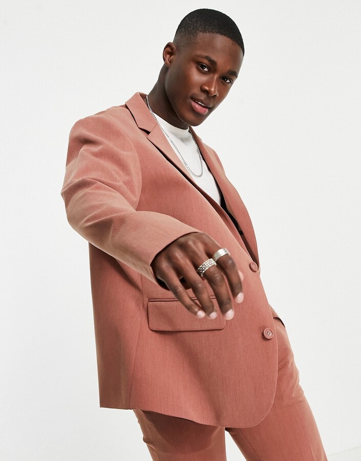 ASOS DESIGN soft tailored oversized suit jacket in rust