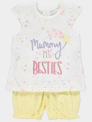 George 2 Piece Slogan Top and Shorts Outfit
