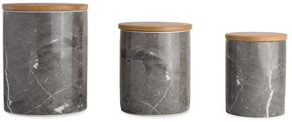 Design Imports 3-Piece Marble Ceramic & Wood Canister Set