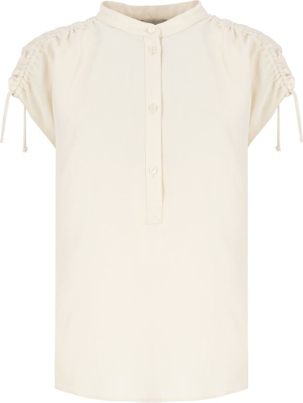 Woolrich Ruched Straight Hem Sleeveless Shirt