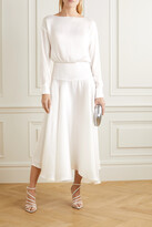 Thumbnail for your product : Galvan Majorelle Plissé-satin Midi Dress - White