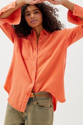 Womens Orange Button Down Shirt | ShopStyle