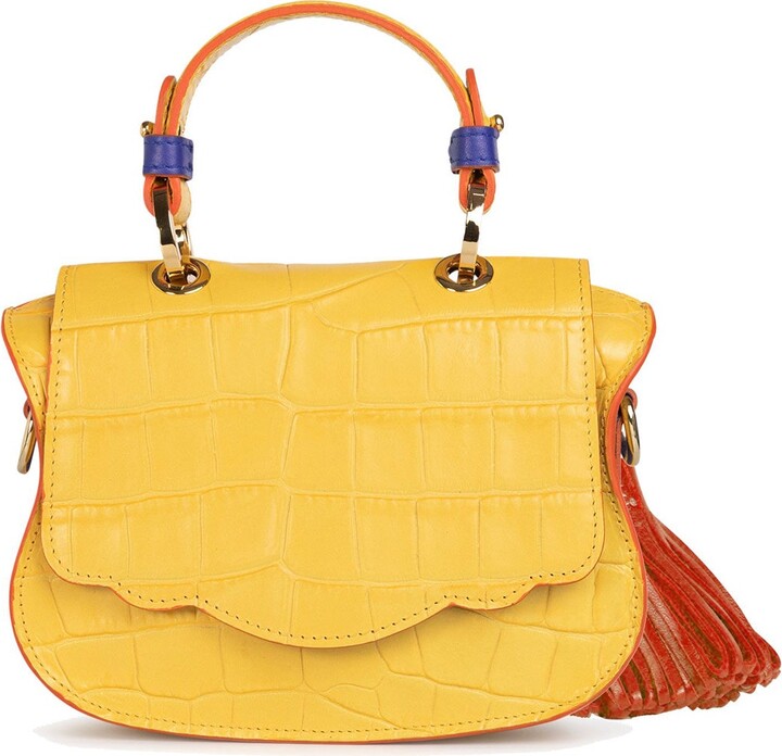Thale Blanc Audrey Micro Yellow Orange Embossed Leather Designer
