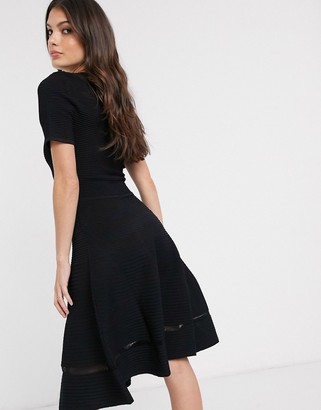 French Connection voletta crepe knitted sleeve dress