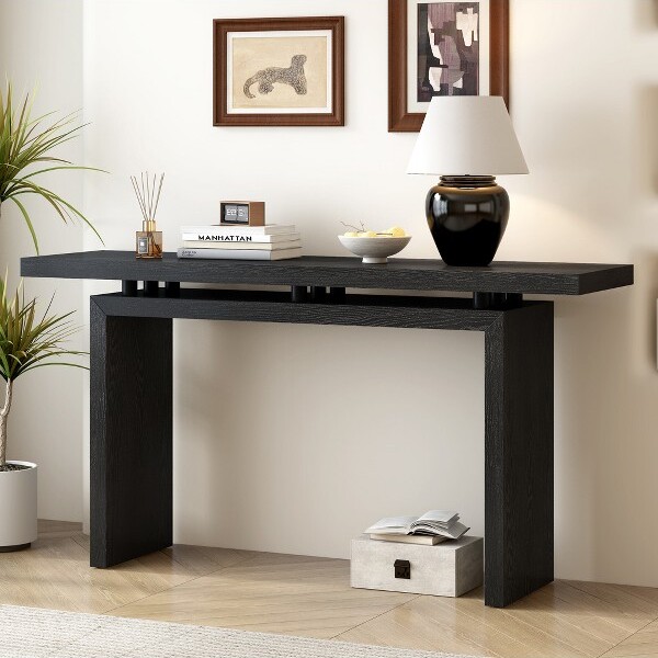 TIRAMISUBESTModernWoodConsoleTableElegantEntrywayDisplaySideTablewithFloatingTabletopDesign
