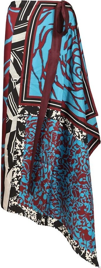Dries Van Noten Wrap Printed Tie Skirt