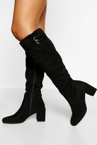 Thumbnail for your product : boohoo Low Block Heel Square Toe Knee Boot