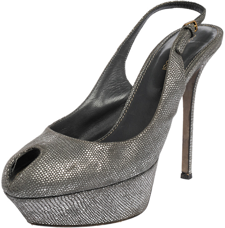 gray platform heels