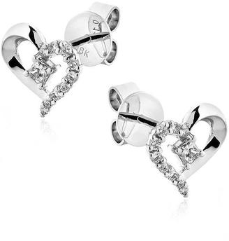 Ice 2/9 CT TW Diamond 18K White Gold Heart Stud Earrings