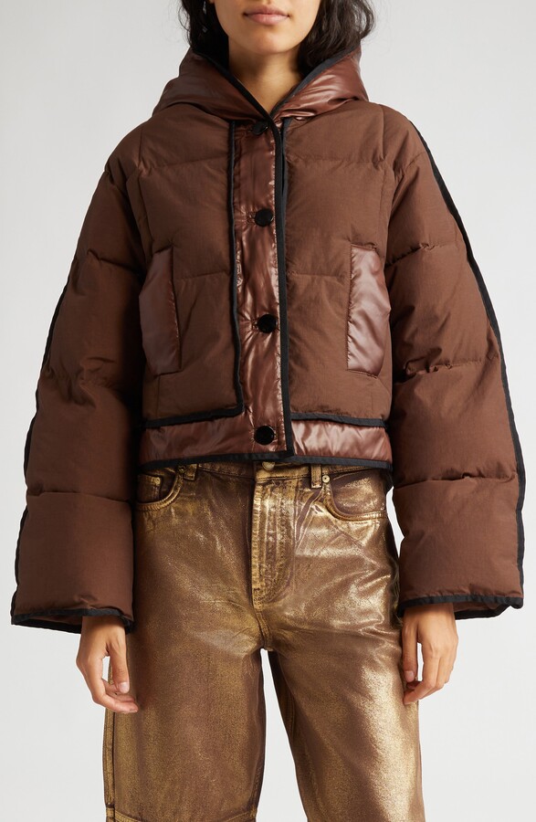 Ganni Mixed Media Hooded Puffer Jacket ShopStyle