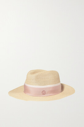 Maison Michel Henrietta Grosgrain-trimmed Straw Hat - Pink