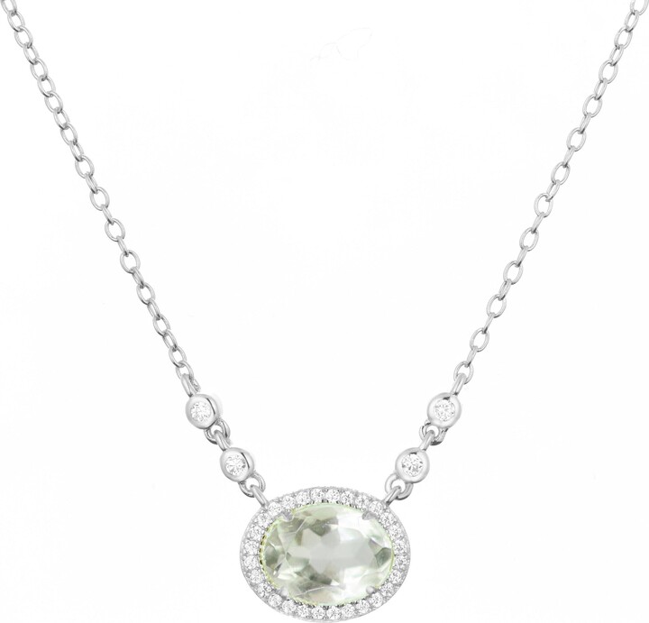 Kamaria Aura Green Amethyst Gemstone Necklace - Silver