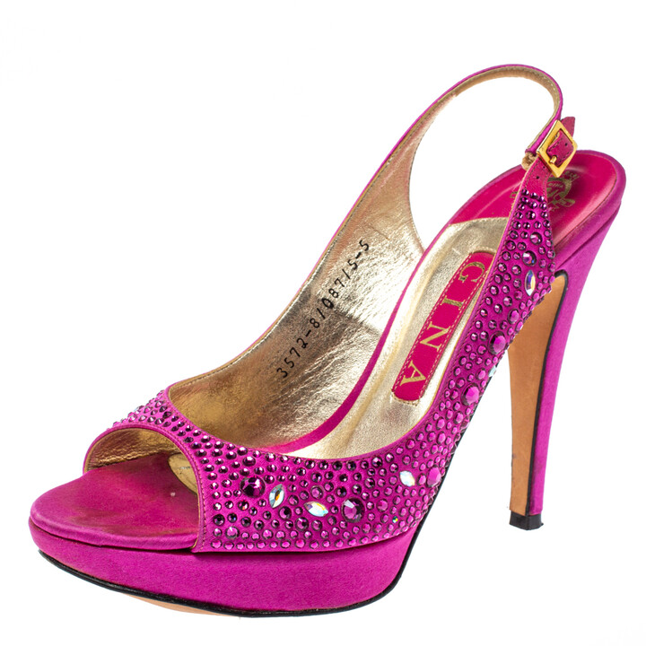 fuchsia open toe heels