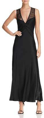 Donna Karan Lace-Top Satin Maxi Dress