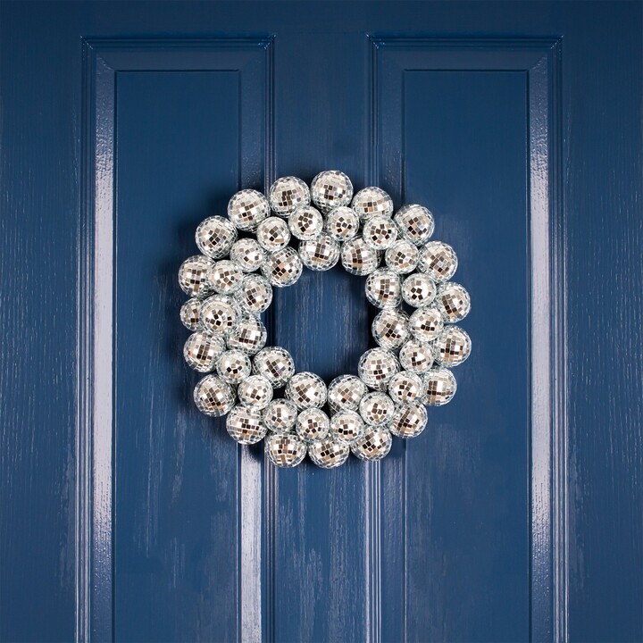 Dunelm 32cm Mirror Ball Wreath Silver ShopStyle Decor
