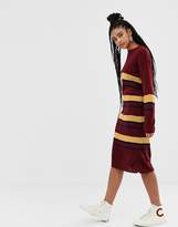 Thumbnail for your product : Daisy Street midi jumper dress in knitted stripe-Red