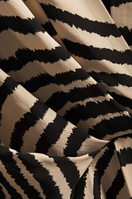 By Malene Birger Pleated Zebra-print Crepe De Chine Maxi Dress