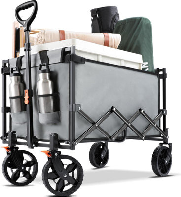 PET SUPPLY PLUS INC 140L Wagon Cart Foldable, Large Capacity Collapsible Wagon With Smallest Folding Design, Utility Grocery Wagon For Camping Shopping Sports