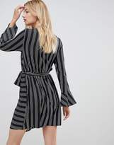 Thumbnail for your product : Vero Moda Tall striped wrap midi dress in black