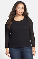 Thumbnail for your product : Lucky Brand Lace Sleeve Thermal Knit Tee (Plus Size)
