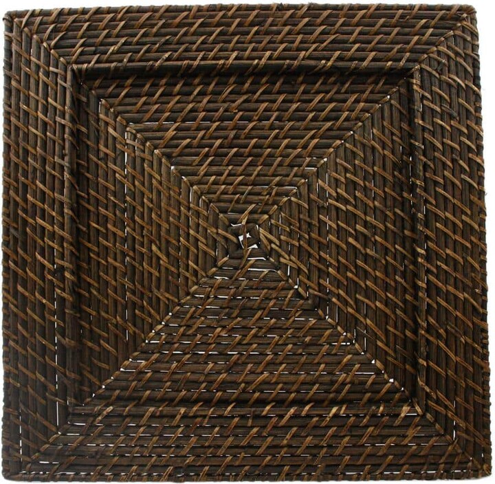 ChargeIt! by Jay 13 in. Brown Square Rattan Charger (Set of 4)