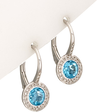 Diana M Fine Jewelry 14K 1.63 Ct. Tw. Diamond & Topaz Earrings