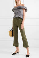 Thumbnail for your product : J.Crew Foundry Cropped Linen Flared Pants - Green