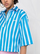 Thumbnail for your product : MSGM Logo-Print Stripe-Pattern Crop Shirt