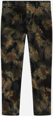 Dolce & Gabbana Baggy stretch jeans with flocked camouflage design