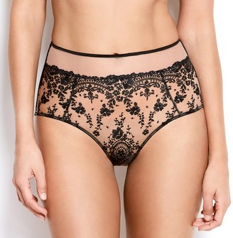 KATHERINE HAMILTON Abrielle Black Embroidered High Waisted Knickers