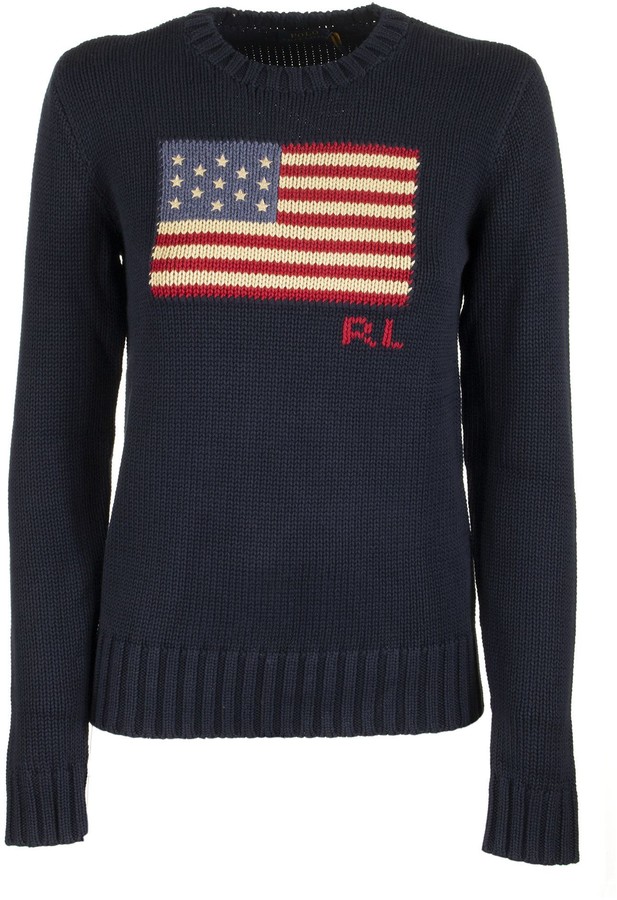 flag cotton crewneck sweater