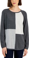 Thumbnail for your product : Karen Scott Cotton Colorblocked Patchwork Sweater, Created for Macy's