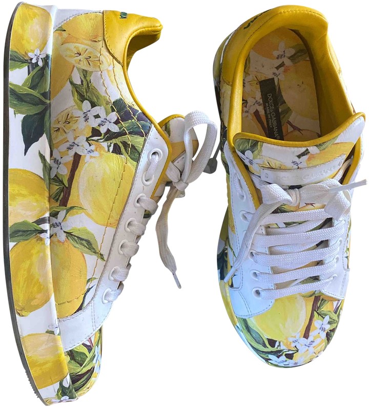 yellow leather trainers