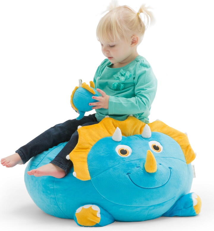 Big Joe Bagosaur Collection Sarah the Triceratops Plush Bean Bag Chair for Kids, Multi-color