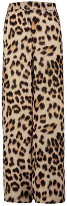 boohoo Woven Leopard Print Wide Leg Trousers