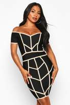 Thumbnail for your product : boohoo Off Shoulder Seam Detail Bandage Dress