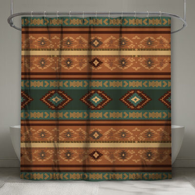 East Urban Home Southwestern Geometric Pattern Shower Curtains Extra Long