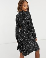 Thumbnail for your product : Qed London soft touch mini skater dress in black and white spot
