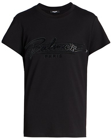 Balmain Bi-Color Flock T-Shirt - ShopStyle