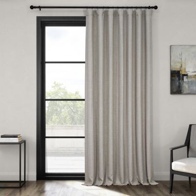 Half Price Drapes Extra Wide Textured Faux Linen Room Darkening Curtain