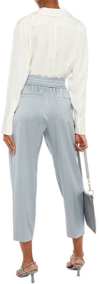 Brunello Cucinelli Cropped Gathered Satin Tapered Pants
