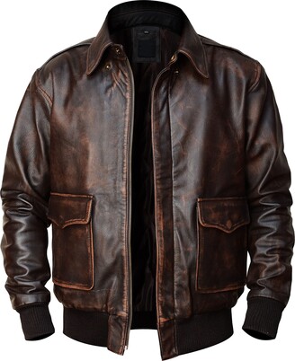 Fashion_First A2 Leather Jacket Mens Flight US Air Force A2 Jacket ...
