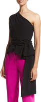 Thumbnail for your product : Narciso Rodriguez Sash-Waist One-Shoulder Top, Black