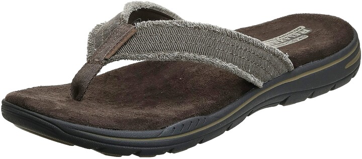 skechers men's jayline flip flop brown