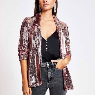 rose gold sequin blazer